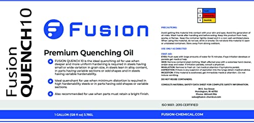 Quenching Oil for Heat Treating Knife Steel | Retains Bright Finish | Deep & Uniform Hardening | Fusion Quench 10 (1 Gallon)