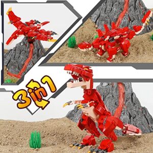 HSANHE STEM 3 in1 Dinosaurs Building Kits 287PCS, Toys for Kids Age 6-10 Year Old, Educational Building Sets Best Gifts for Boy 6-10