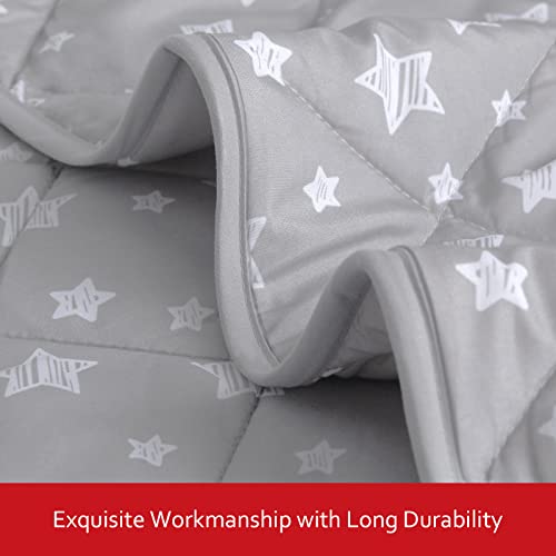 Toddler Bed Blanket for Boys Lightweight, Toddler Comforter Quilted Warm Blanket with Grey Star Print, Ultra Soft and Comfortable Baby Comforter Down Alternative Crib Comforter, 39x47 Inches
