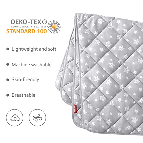 Toddler Bed Blanket for Boys Lightweight, Toddler Comforter Quilted Warm Blanket with Grey Star Print, Ultra Soft and Comfortable Baby Comforter Down Alternative Crib Comforter, 39x47 Inches