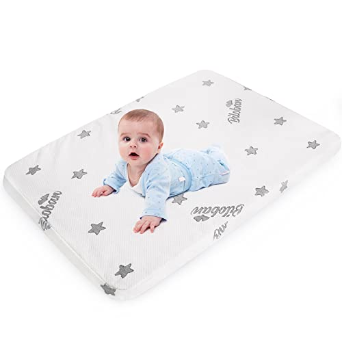 Playard Mattress Topper 38" x 26" Fit for Graco Pack 'n Play Portable Playard, Baby Trend Nursery Center and Beka Baby 4 in 1 Bassinet, Waterproof Breathable, Baby Foam Mattress with Zippered Cover