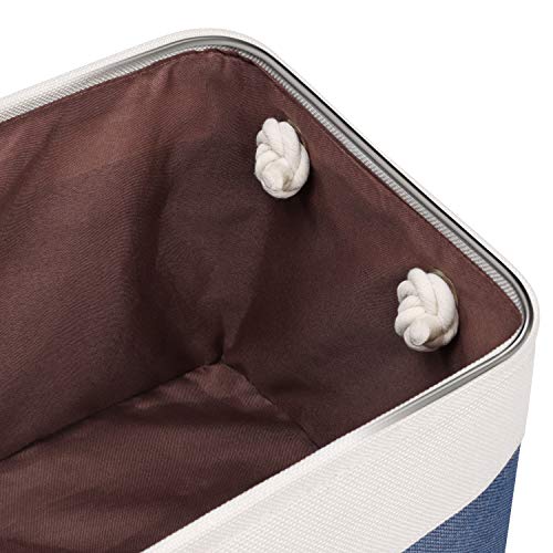 Syeeiex 10.5 Storage Cubes, 10.5'' X 10.5'' X 11'' Cube Storage Bins with Rope Handles, Storage Bin Cubes for Clothes Storage, Home, Nursery Home, Set of 3 Navy Bule & White