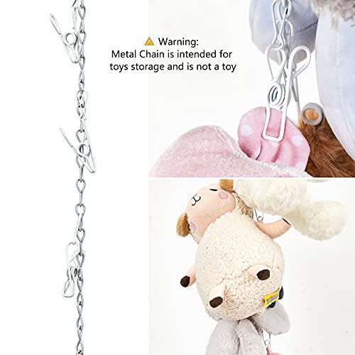 Mkono Stuffed Animal Storage Metal Toy Chain Hanging Stuff Toy Display Organizer Holder Simple Kids Toys Chain with 20 Clips Stuff Animals Hanger for Nursery Play Room Kid Room, 2 Pieces