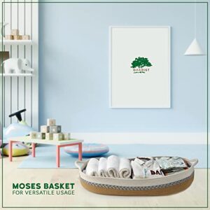 Oakrist Baby Changing Basket - Moses Table Topper – Includes Thick Foam Pad, Removable Waterproof Mattress Cover and Soft Gender-Neutral Muslin Sheet - Diaper Changing Station