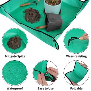 Plant Repotting Mat for Indoor Plants Potting Soil, Foldable Waterproof Plant Repotting/Potting Tray, Portable Potting Mat Gardening Tray for House Plants Succulents (26.8" x 26.8")