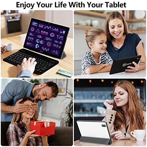 2023 Newest Android 11.0 Tablet, 2 in 1 Tablet 10.1 Inch, 4G Cellular Tablet with Keyboard, 64GB ROM + 4GB RAM, Octa-Core Processor, 2 Sim Slot, 13MP Camera, GPS/ WIFI/ Bluetooth/ Mouse/ Stylus(Black)