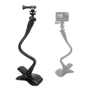flexible jaws clamp mount for gopro webcam stand holder desk table clip with 1/4” screw thread 360° ball head compatible with logitech webcam/dji action cameras
