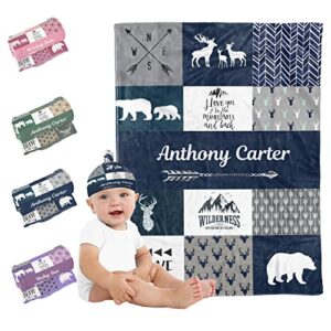 personalized baby blankets for boys and girl custom baby blanket for girls boys personalized baby blanket with name woodland baby blankets and hat personalized blankets for kids customized blankets