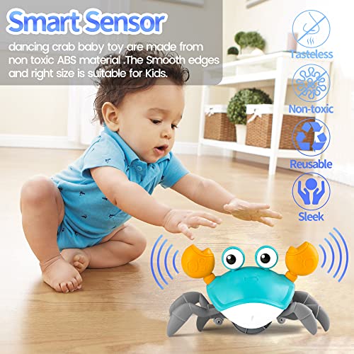 Crawling Crab Baby Toy, Infant Tummy Time Toy: Interactive Walking Dancing Crab Toy with Music & Lights, Crawling Toys for Babies 3-18 Months, Fun Moving Toy Gifts for Toddlers 2 3 4 5 Year Old