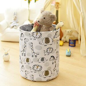 2 Pack Baby Hamper Giraffe Storage Basket, Toy Storage Organizer Collapsible Laundry Baskets with Drawstring Closure Waterproof Round Nursery Hamper for Kid's Room, Baby Laundry, Home Decor