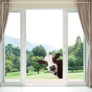 4 Pcs Funny Cow Wall Decal Giraffe Window Stickers Cute Animal Wall Decals Realistic Peeking Cow Print Stickers Giraffe Bedroom Decor Window Decals for Living Room Door Farm Kitchen Decor (Cow)