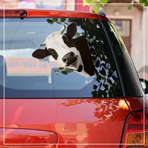 4 Pcs Funny Cow Wall Decal Giraffe Window Stickers Cute Animal Wall Decals Realistic Peeking Cow Print Stickers Giraffe Bedroom Decor Window Decals for Living Room Door Farm Kitchen Decor (Cow)