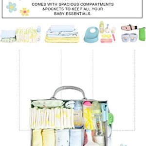 YaKuss Baby Diaper Caddy Organizer for Boy-Baby Car Organizer, Felt Fabric Baby Basket, Changing Table Diaper Storage Caddy, Portable Tote Bag for Baby Diapers and Wipes -Large (1.0 Grey)