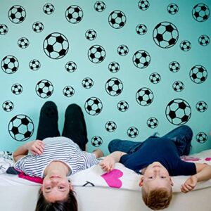 52 Pcs Soccer Stickers, Easy to Peel and Stick Soccer Balls Wall Stickers, Wall Art DIY Football Decor Decals for Kids Room, Boys Teen Girl Bedroom Playroom Living Room Window Door Decoration