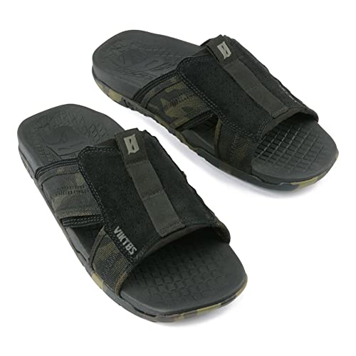 VIKTOS Men's Lightweight Outdoor Open Toe Athletic Anti-Slip Custom Fit Ruck Recovery MC Slide Sandals, Multicam Black, 12