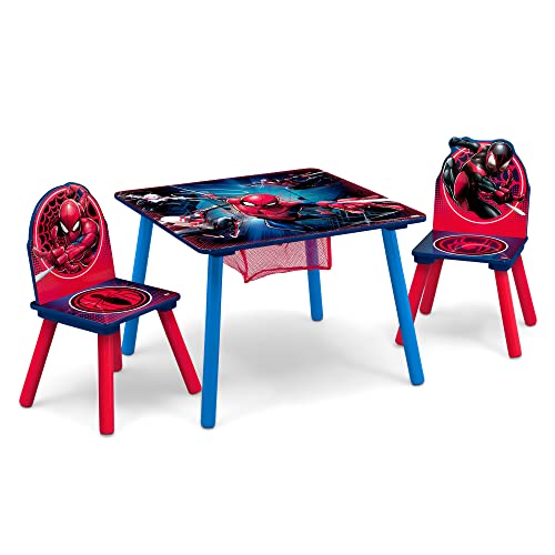 Delta Children Marvel Spider-Man Kids Table Set with Storage (2 Chairs Included) Greenguard Gold Certified, Blue/Red