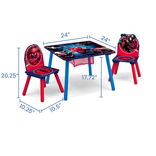 Delta Children Marvel Spider-Man Kids Table Set with Storage (2 Chairs Included) Greenguard Gold Certified, Blue/Red