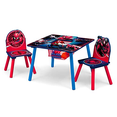 Delta Children Marvel Spider-Man Kids Table Set with Storage (2 Chairs Included) Greenguard Gold Certified, Blue/Red