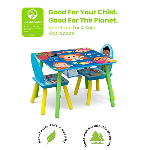 Delta Children Kids Table and Chair Set with Storage (2 Chairs Included) - Greenguard Gold Certified - Ideal for Arts & Crafts, Snack Time, Homeschooling, Homework & More, CoComelon