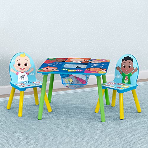 Delta Children Kids Table and Chair Set with Storage (2 Chairs Included) - Greenguard Gold Certified - Ideal for Arts & Crafts, Snack Time, Homeschooling, Homework & More, CoComelon