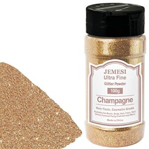 champagne ultra fine glitter powder, 100g/3.52oz extra fine epoxy glitter flakes crafts sequins 1/170'' 0.0059'' 0.15mm for resin arts crafts, body, face, nail, tumblers slime and festival decoration
