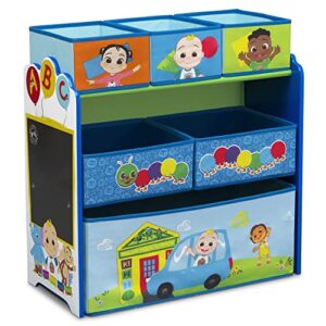 delta children design & store 6 bin toy storage organizer - greenguard gold certified, cocomelon