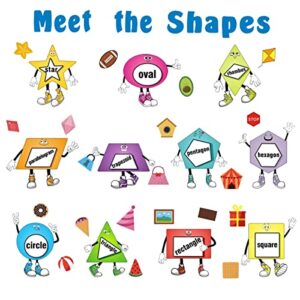 iarttop colorful shapes wall stickers, educational learning geometry wall decals, removable wall stickers for kids bedroom preschool kids playroom nursery wall decor toddler classroom decoration