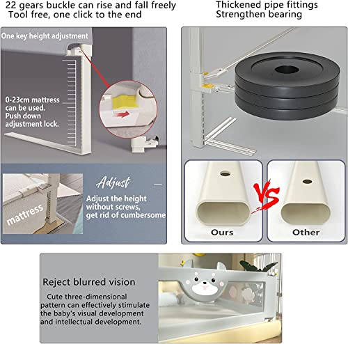 EAQ Bed Rail for Toddlers, Infants Safety Bed Guardrail, Toddler Bed Rails for Twin, Full Size, Queen &King Mattress,Extra Long Crib Rail Guard,One Pack(59", Dog)