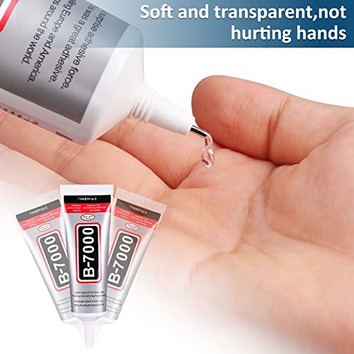 B-7000 50ml Glue with Precision Tips Adhesive Glue for Craft DIY Jewelry Phone Screen Repair RC Tires Paste 2 Pack