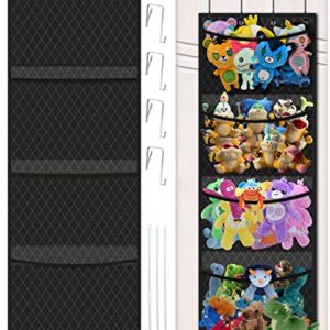 Storage for Stuffed Animals Organizer with Breathable Hanging Toy Storage Pockets Bag, Over Door Animal Organizer for Stuffies Toys and Baby Accessories Storage, Stuffed Animal Storage