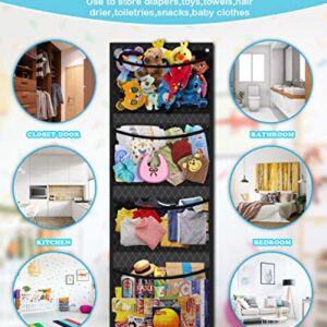Storage for Stuffed Animals Organizer with Breathable Hanging Toy Storage Pockets Bag, Over Door Animal Organizer for Stuffies Toys and Baby Accessories Storage, Stuffed Animal Storage