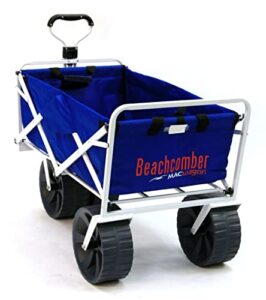 smve_beachcomber xl wagon heavy duty collapsible outdoor folding wagon camping utility cart adjustable rolling cart all terrain sports beach wagon with oversized wide rubber wheels for sand