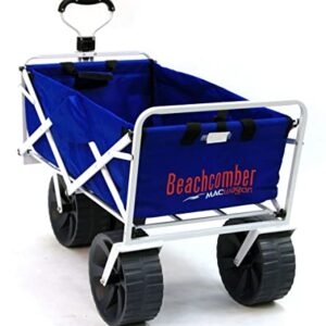 SMVE_Beachcomber XL Wagon Heavy Duty Collapsible Outdoor Folding Wagon Camping Utility Cart Adjustable Rolling Cart All Terrain Sports Beach Wagon with Oversized Wide Rubber Wheels for Sand