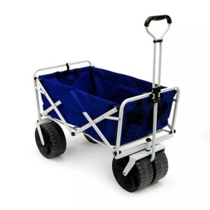 SMVE_Beachcomber XL Wagon Heavy Duty Collapsible Outdoor Folding Wagon Camping Utility Cart Adjustable Rolling Cart All Terrain Sports Beach Wagon with Oversized Wide Rubber Wheels for Sand