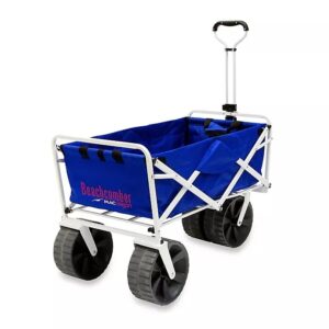 SMVE_Beachcomber XL Wagon Heavy Duty Collapsible Outdoor Folding Wagon Camping Utility Cart Adjustable Rolling Cart All Terrain Sports Beach Wagon with Oversized Wide Rubber Wheels for Sand