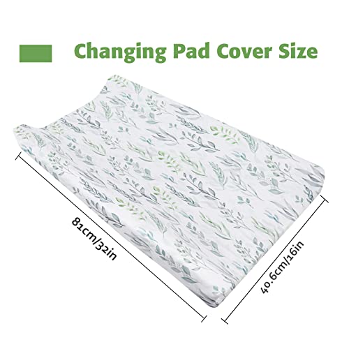 Changing Pad Cover & Baby Blanket, Green Leaf