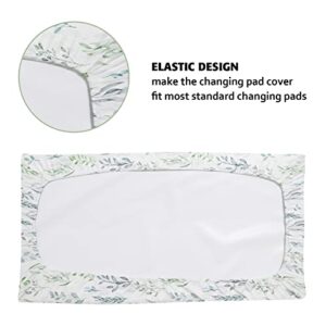 Changing Pad Cover & Baby Blanket, Green Leaf