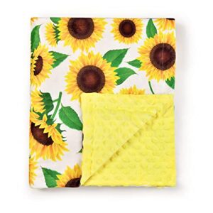 boyoung baby blanket, soft minky warm blanket for boy or girl, receiving blanket with double layer dotted backing for newborns nursery stroller toddlers crib bedding (30x40 inch) sunflower, 7894218