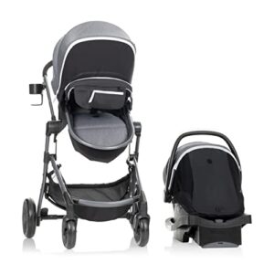 evenflo pivot vizor travel system with litemax infant car seat (chasse black)