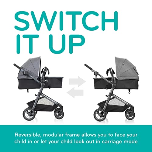 Evenflo Pivot Vizor Travel System with LiteMax Infant Car Seat (Chasse Black)