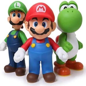 Super Mario Toys – Bros Action Figures Toy Set of 3 Pcs 5'' Mario Luigi,Yoshi,Garage Kit Character Model