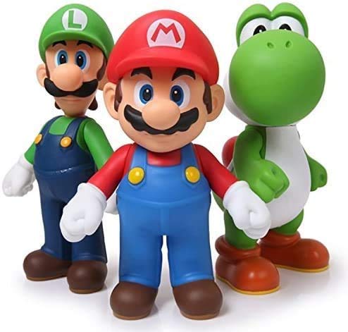 Super Mario Toys – Bros Action Figures Toy Set of 3 Pcs 5'' Mario Luigi,Yoshi,Garage Kit Character Model