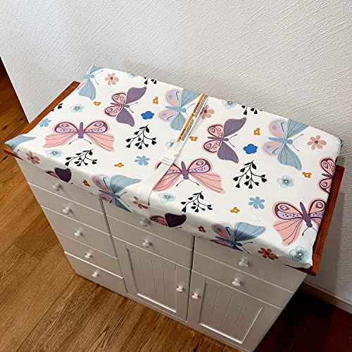 AMROSE 3 Pack Easy Care Changing Pad Covers, Ultra Soft Microfiber Diaper Change Table Sheets for Baby Boys and Girls, Floral & Butterfly & Pink