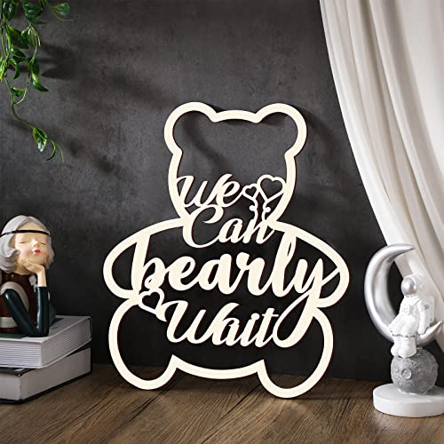 We Can Bearly Wait Baby Shower Decorations Baby Bear Sign Hanging Baby Sign We Can Bearly Wait Baby Sign Gender Reveal Door Hanging Photo Props for Boy Girl Birthday Party (Wooden, Bear Shape)