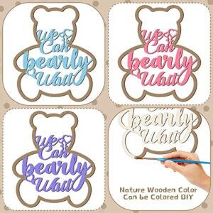 We Can Bearly Wait Baby Shower Decorations Baby Bear Sign Hanging Baby Sign We Can Bearly Wait Baby Sign Gender Reveal Door Hanging Photo Props for Boy Girl Birthday Party (Wooden, Bear Shape)