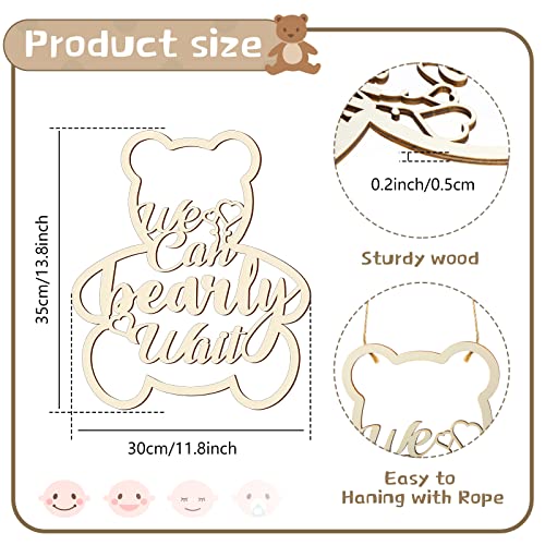 We Can Bearly Wait Baby Shower Decorations Baby Bear Sign Hanging Baby Sign We Can Bearly Wait Baby Sign Gender Reveal Door Hanging Photo Props for Boy Girl Birthday Party (Wooden, Bear Shape)