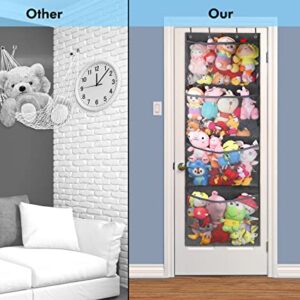 TOFGZ Stuffed Animal Storage,Over The Door Organizer for Filling Stuff , Portable Hanging Stuffed Animal Storage ,Durable Stuffed Animal Net or Hammock,Easy to Install(Grey)