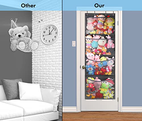 TOFGZ Stuffed Animal Storage,Over The Door Organizer for Filling Stuff , Portable Hanging Stuffed Animal Storage ,Durable Stuffed Animal Net or Hammock,Easy to Install(Grey)