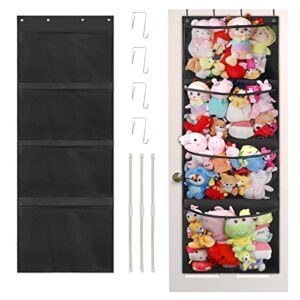 tofgz stuffed animal storage,over the door organizer for filling stuff , portable hanging stuffed animal storage ,durable stuffed animal net or hammock,easy to install(black)
