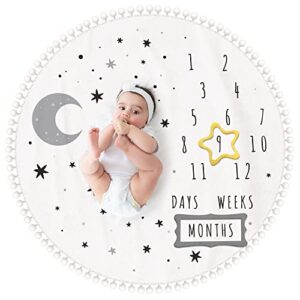 houseware homes premium baby milestone blanket for boy girl super soft fleece months blankets baby shower gender neutral gifts photography backdrop 43" x 43" space theme baby monthly milestone blanket